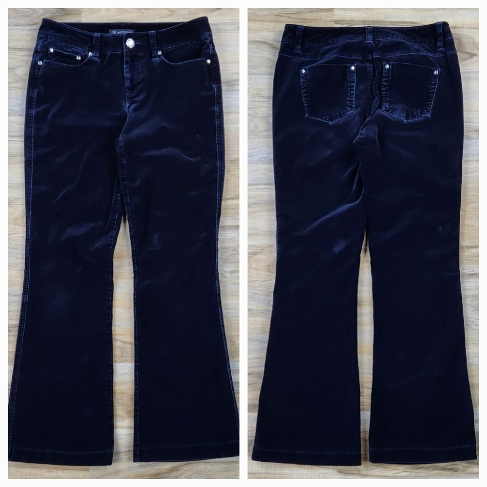 ☔️🔹️INC Bluish Black Velour Luxe Bootcut Pants Size 4/27 - Picture 13 of 13